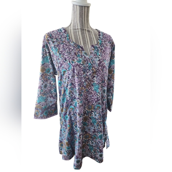 Soft Surroundings Tops - Soft Surroundings Tunic Dress Floral Embroidered Johnny Was Style Top S